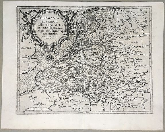 DE JODE, Gerard and Cornelis., Germania Inferior Gallia, Belgica dicta, continens Hispaniarum Regis Provincias Septentrionalis., antique map, old maps
