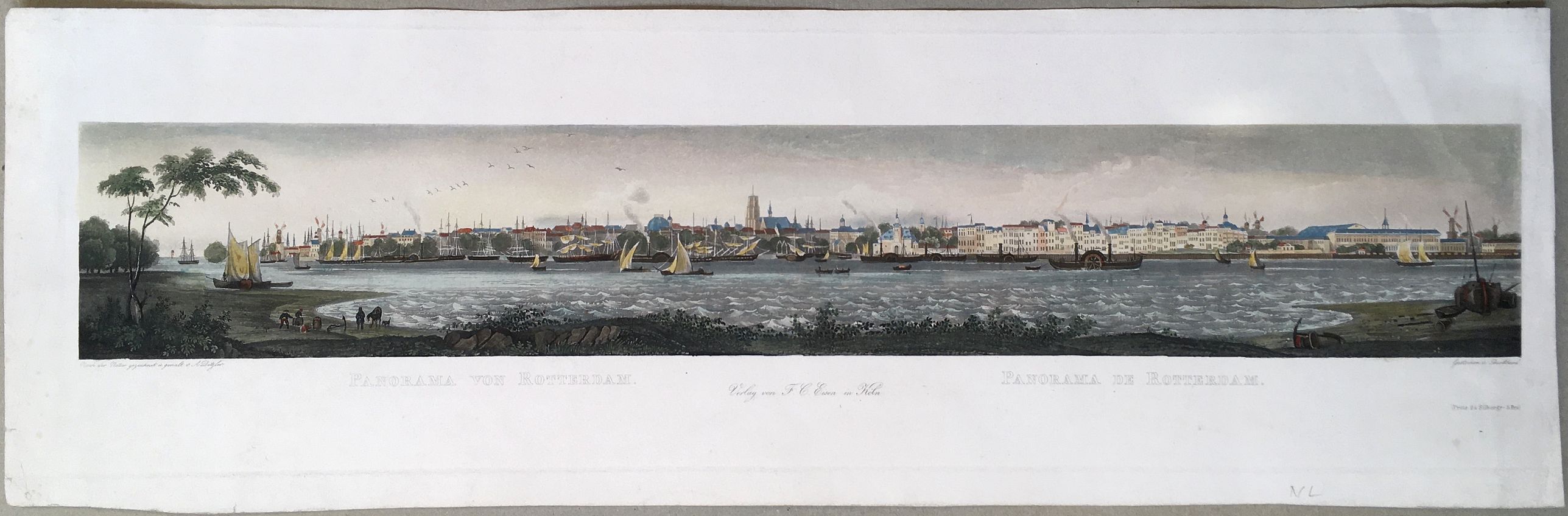 DITZLER, Anton., Panorama von Rotterdam / Panorama de Rotterdam., antique map, old maps