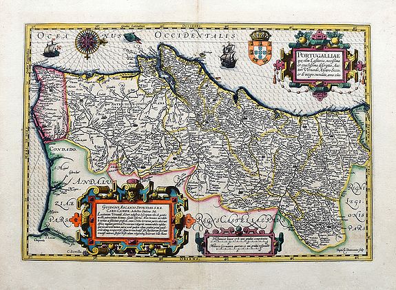 MERCATOR, G. & HONDIUS, J., Portugalliae que olim Lusitania, novissima et exactissima descriptio Auctore Vernando Alvaro Secco. . ., antique map, old maps
