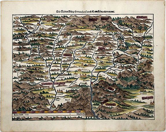 MUNSTER, S., Transilvania., antique map, old maps