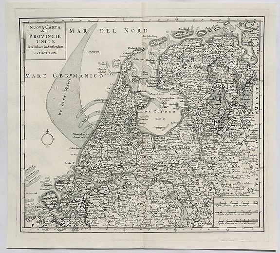 TIRION, I., Nuova Carta delle Provincie Unite. . ., antique map, old maps