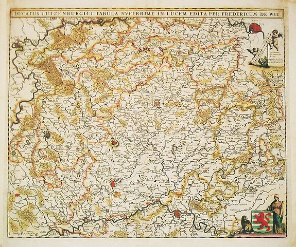 DE WIT, Frederick., Ducatus Lutzenburgici Tabula Nuperrime in Lucem Edita per F. de Wit., antique map, old maps