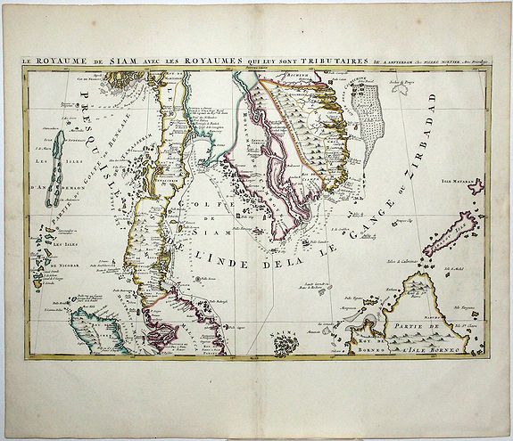 MORTIER, Pierre., Le Royaume de Siam avec Les Royaumes Qui Luy sont Tributaries & c., antique map, old maps