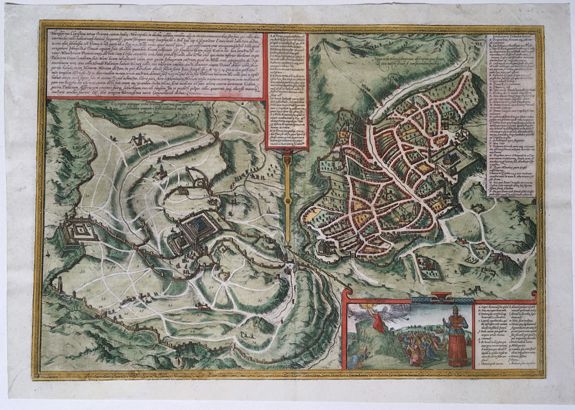 BRAUN, Georg & HOGENBERG, Franz, Hierosolyma, Clarissima Totius Orientis Civitas Iudaee Metropolis . . ., antique map, old maps