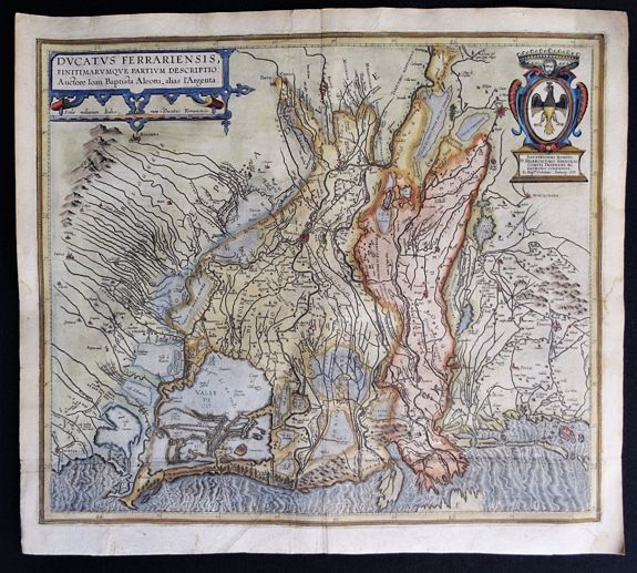 ORTELIUS, A., Ducatus Ferrariensis, Finitimarumque partium descriptio : Auctore Joan Baptista Aleotti, alias l’Argenta., antique map, old maps
