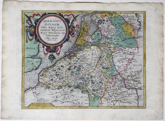 DE JODE, Gerard and Cornelis., Germania Inferior. Gallia Belgica dicta., antique map, old maps