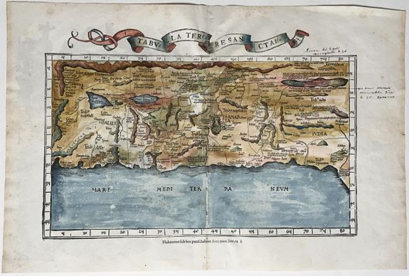 FRIES, Laurent, after PTOLOMAEUS, Claudius., Tabula Terre Sanctae., antique map, old maps