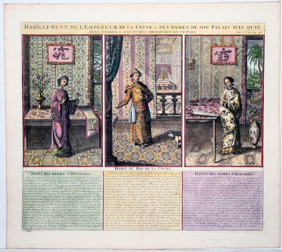 CHATELAIN, Henri., Habillement De L'Empereur De La Chine & Des Dames De Son Palais Avec Quel-ques Usages & Coutumes Observees en ce Pais., antique map, old maps