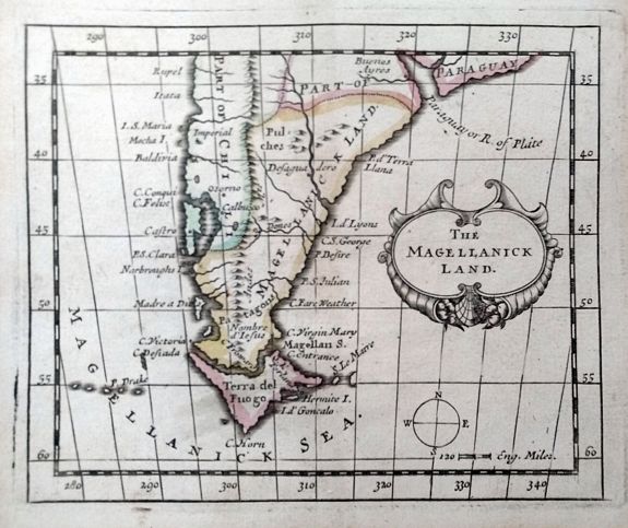 SELLER, John. , The Magellanick Land. , antique map, old maps