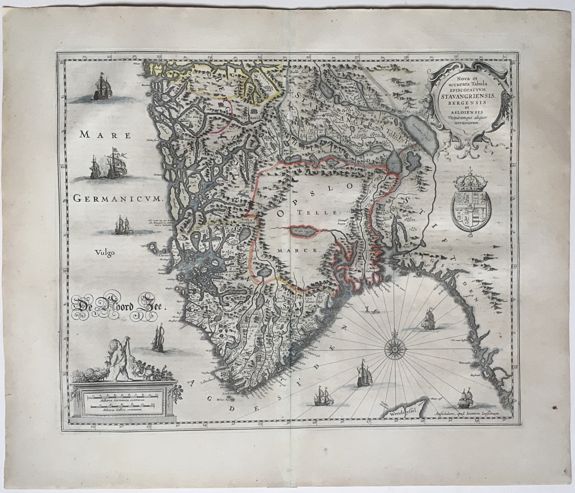JANSSONIUS, Johannes., Nova et accurata Tabula Episcopatuum Stavangeriensis, Bergensis et Asloiensis., antique map, old maps