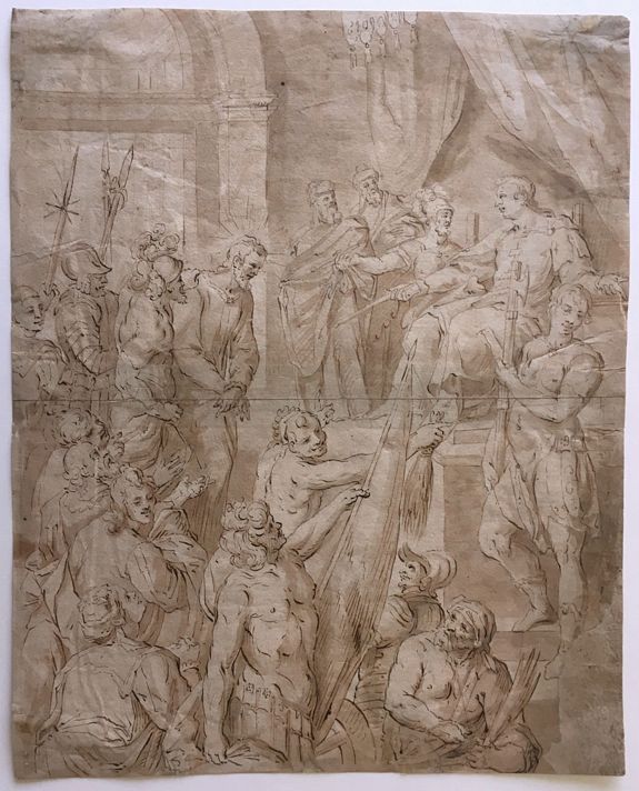 ANONYMOUS., Christ in front of one of his judges., antique map, old maps