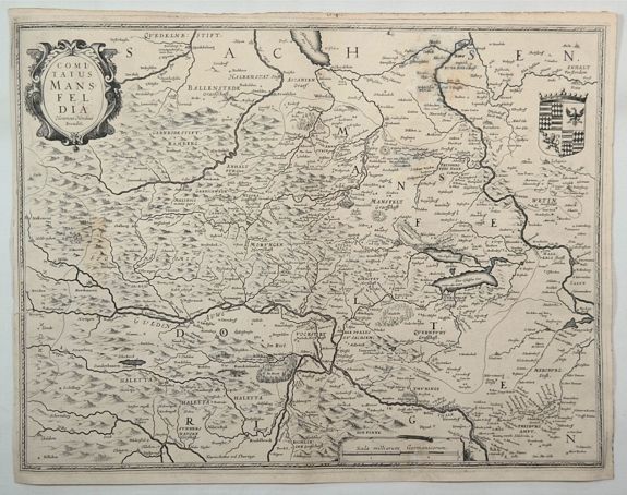 HONDIUS, H., Comitatus Mansfeldia. , antique map, old maps