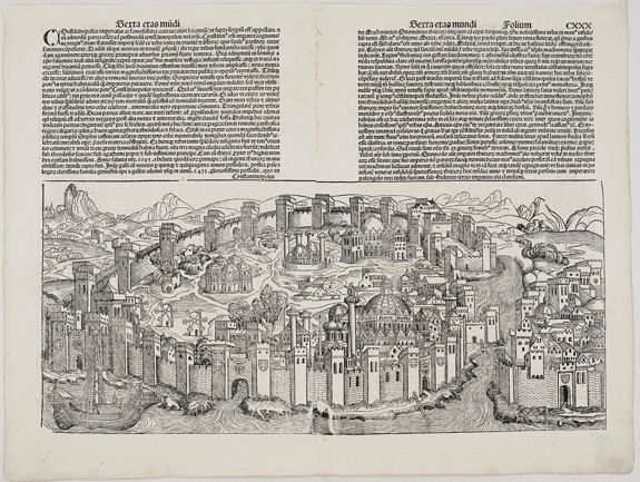 SCHEDEL, H., Constantinopolis., antique map, old maps
