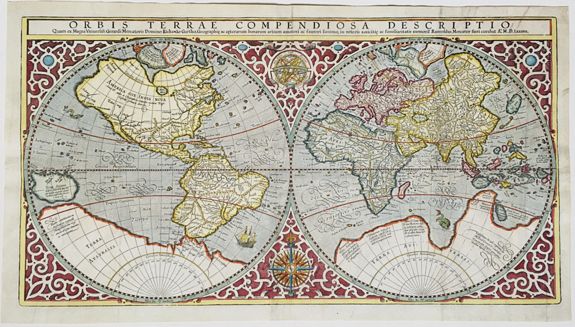 MERCATOR, Rumold., Orbis Terrae Compendiosa Descriptio., antique map, old maps
