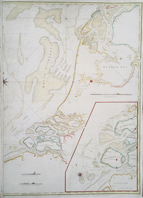 ANONYMOUS., Old, antique map / sea chart of the North Sea off the Dutch coast., antique map, old maps