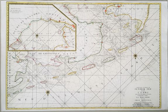MORTIER, Pierre, after LOON, Herman van, Carte des Entrees du Suyder Zee et de l'Embs... entre la Hollande et la Frise. . ., antique map, old maps