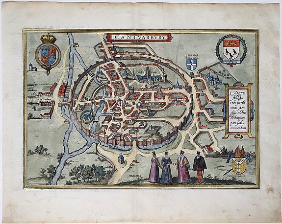BRAUN, G. / HOGENBERG, F., Cantuarbury. , antique map, old maps