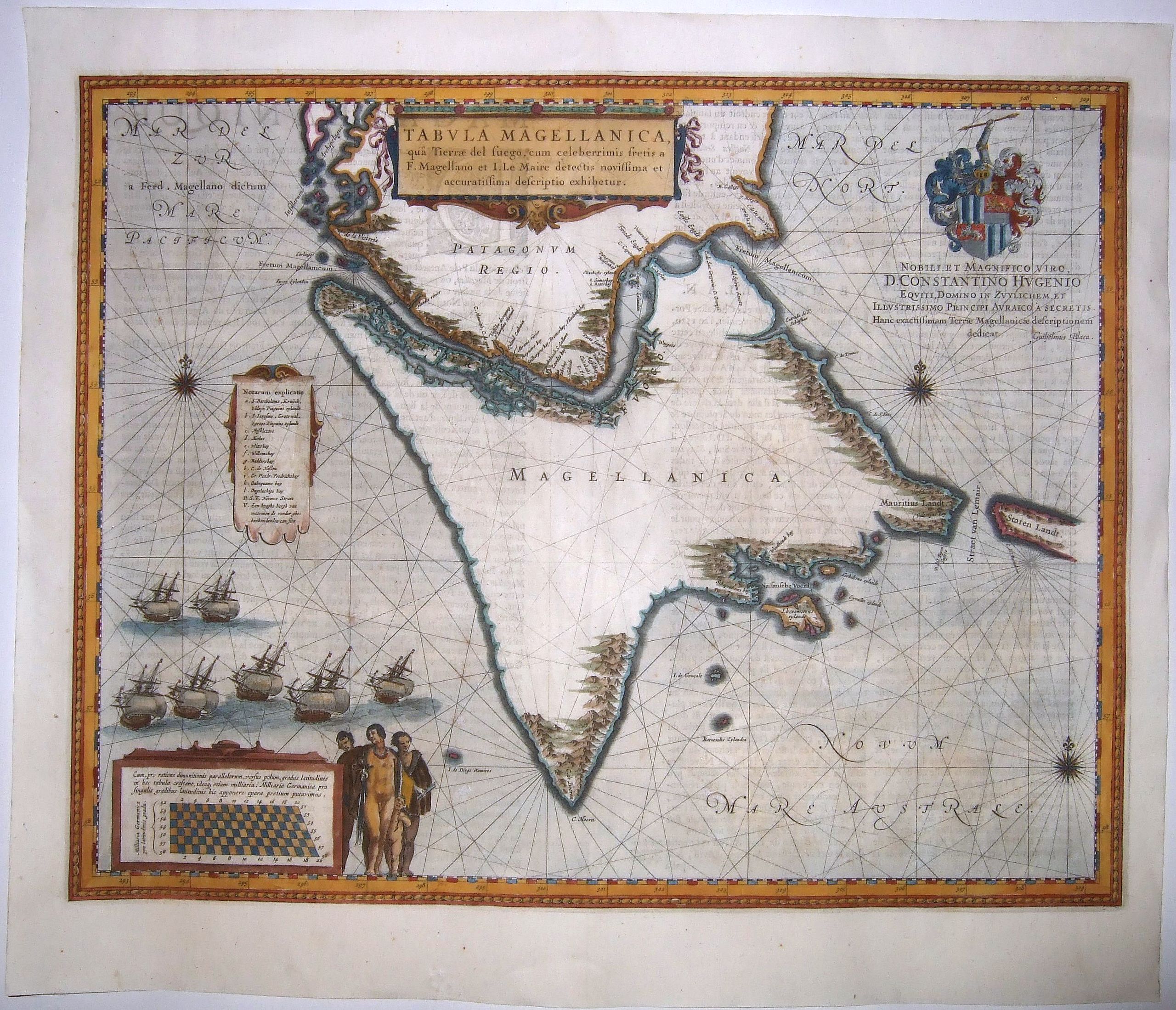 BLAEU, Wilhelm., TABULA MAGELLANICA qua Tierra del Fuego, cum. . . , antique map, old maps