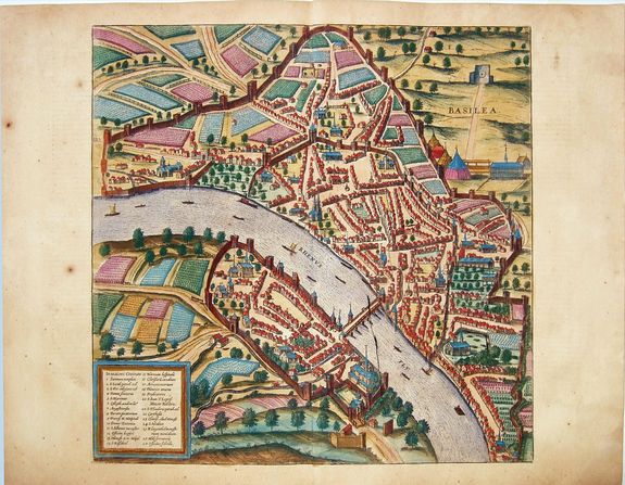 BRAUN & HOGENBERG., Basilea. (Basel), antique map, old maps