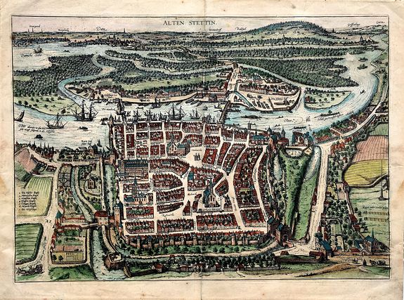 BRAUN & HOGENBURG. , Alten Stettin., antique map, old maps