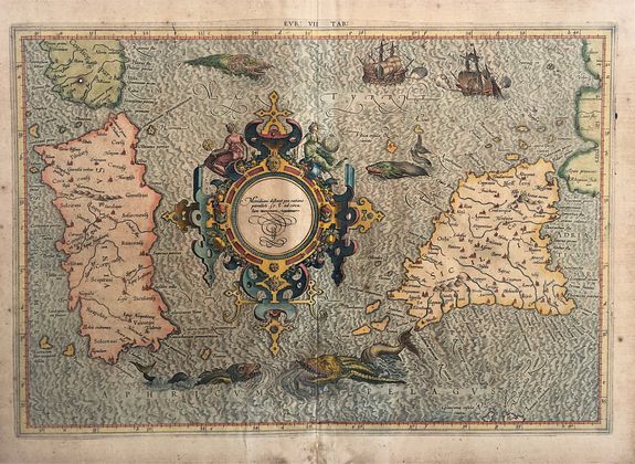 MERCATOR, Gerard., Europae Tabula septima (Sicily and Sardinia)., antique map, old maps