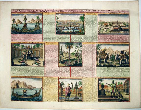 CHATELAIN, H., VUE & DESCRIPTION DE LA VILLE DE SIAM . . ., antique map, old maps