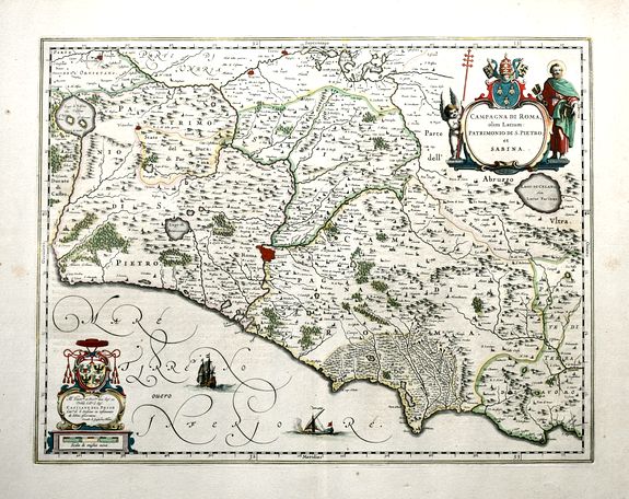 BLAEU, W., Campagna di Roma, olim Latium: Patrimonio di S. Pietro; et Sabina., antique map, old maps