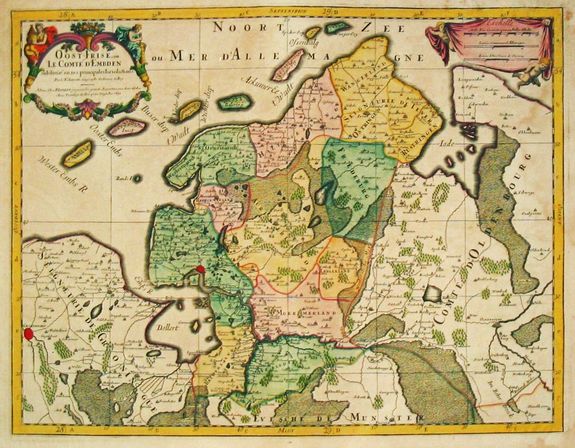 JAILLOT, A.-H. / P. Mortier., Oost-Frise, ou le Comte d' Embden sub divise en ses principales jurisdictions. Paris, 1692., antique map, old maps