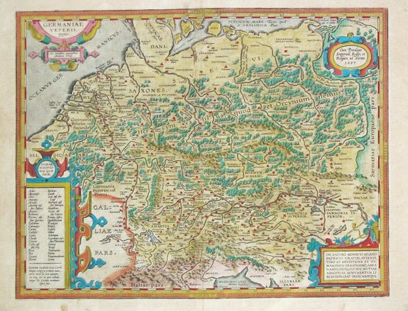 ORTELIUS, A., GERMANIAE / VETERIS, / typus 1587., antique map, old maps