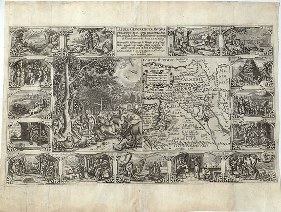 PLANCIUS, P., Tabula Geographica, in Qua Paradisus, nec Non Regiones, Urbes oppida, et loca describuntur; quorum in Genesi mentio fit., antique map, old maps