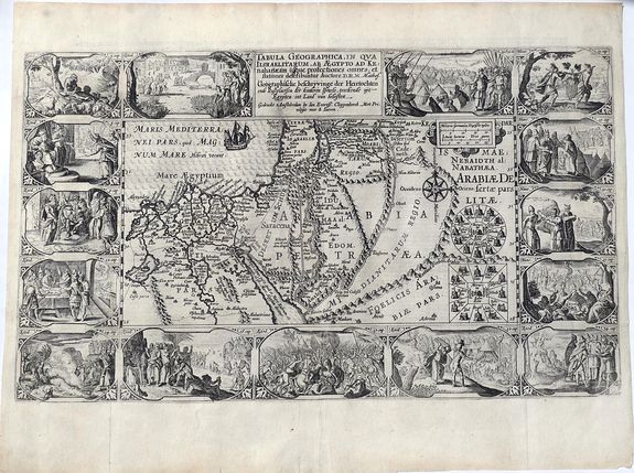 PLANCIUS, P., Tabula Geographica, in Qua Iisraelitarum, ab Aegypto ad Kenahanaeam usque profectiones omnes, et stationes describuntur..., antique map, old maps