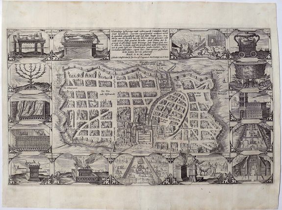 PLANCIUS, P., Waerachtige beschryvinge van de.. Stadt Jerusalem; . . ., antique map, old maps