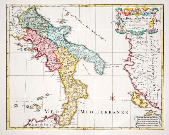 ELWE, J.B., [ Le Royaume de Naples. , antique map, old maps