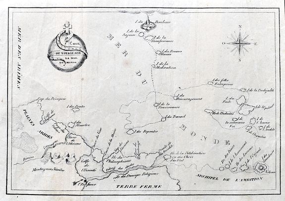 UNKNOWN., Carte du Voyage Sur la Mer du Monde., antique map, old maps