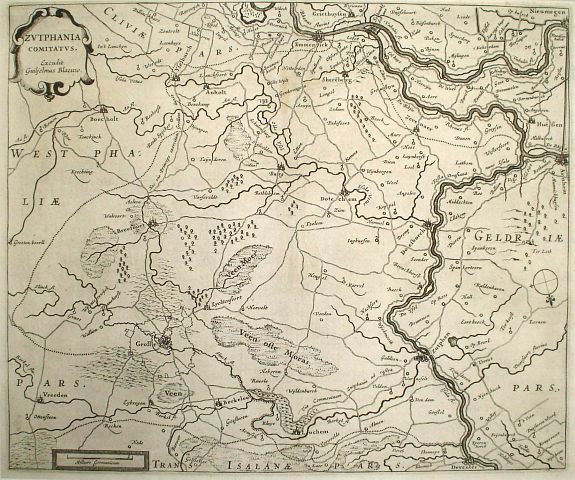 BLAEU,W., Zutphania Comitatus., antique map, old maps