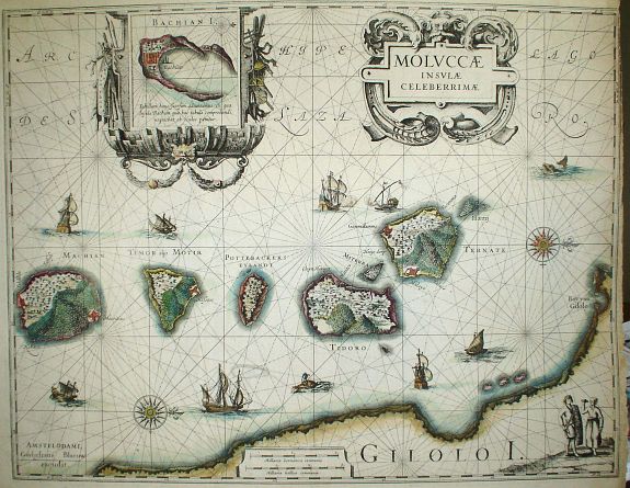 BLAEU,W., Moluccae Insulae Celeberrimae., antique map, old maps