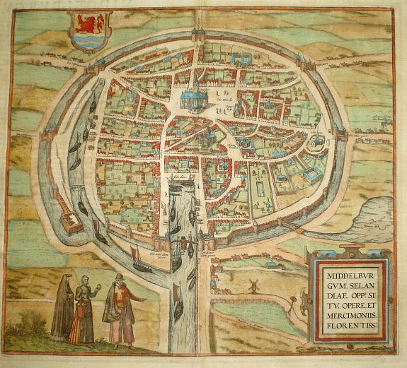 BRAUN,G./ HOGENBERG,F., Middelburgum Selandiae Opp:, antique map, old maps