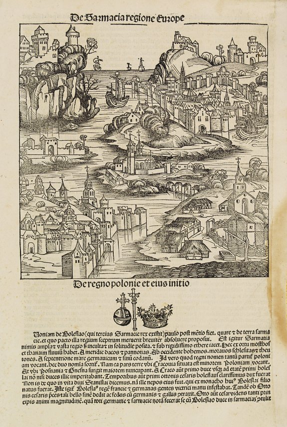 Hartmann-Schedel, De regno Polonie et eius initio., antique map, old maps