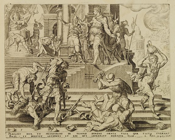 VAN HEEMSKERK,M.van / GALLE,J., Temple of Baal., antique map, old maps