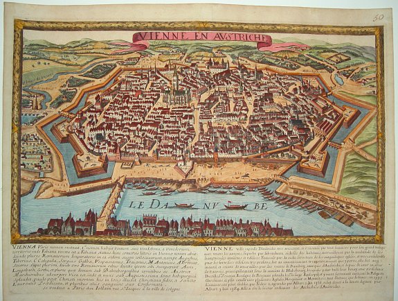 JOLLAIN, Claude, Vienne en Austriche, antique map, old maps