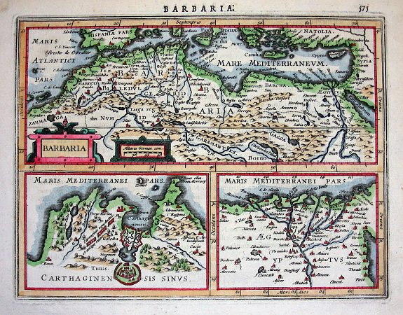 MERCATOR, G / JANSSONIUS, J., Barbaria., antique map, old maps