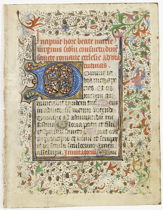 ANONYMOUS, Leaf from a French (Paris) book of hours., antique map, old maps