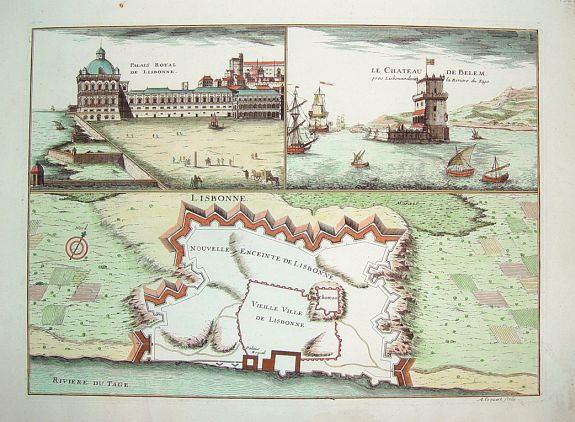 DE FER, Nicolas, Lisbonne, antique map, old maps