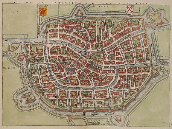 L. Guicciardini, Lugdunum Batavorum - Leyden in Hollant, antique map, old maps