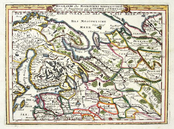 BODENEHR, G., RUSSLANDS ODER MOSKOVIENS NORD-WEST THEIL...SCHWEDEN UND NORWEGEN...POLEN..., antique map, old maps