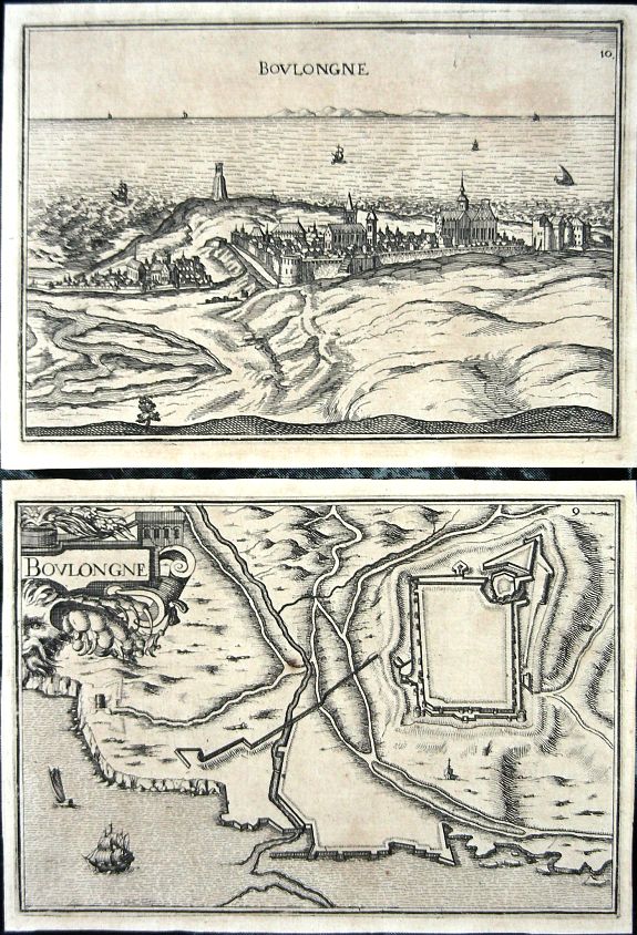 ANONYMOUS, (Lot of 2 views) - BOULONGNE, antique map, old maps