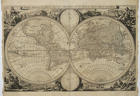 VISSCHER, Nicolas, Orbis Terrarum Tabula., antique map, old maps