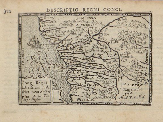 BERTIUS, Petrus, Congi Regni Chriffiani in Africa , antique map, old maps