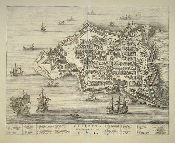 BLAEU, Joan / MORTIER, P., Valleta ou Valet Ville Forte de l'Isle De Malta, antique map, old maps