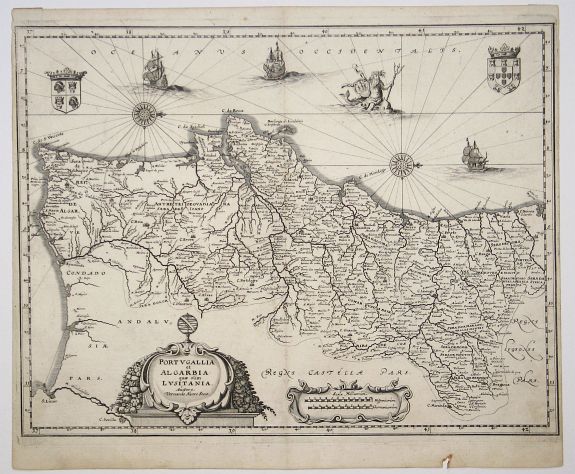 MERIAN, Matthaus, Portvgallia et Algarbia quae osim Lvsitania, antique map, old maps
